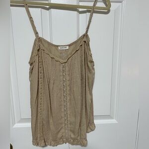 Olivia Grey Strappy tan tank - L - NWOT